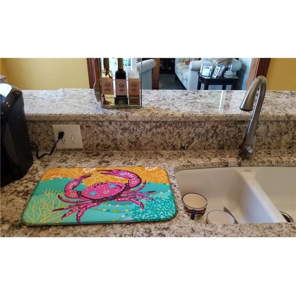 Carolines Treasures Carolines Treasures VHA3028DDM Coastal Pink Crab Dish Drying Mat VHA3028DDM - main
